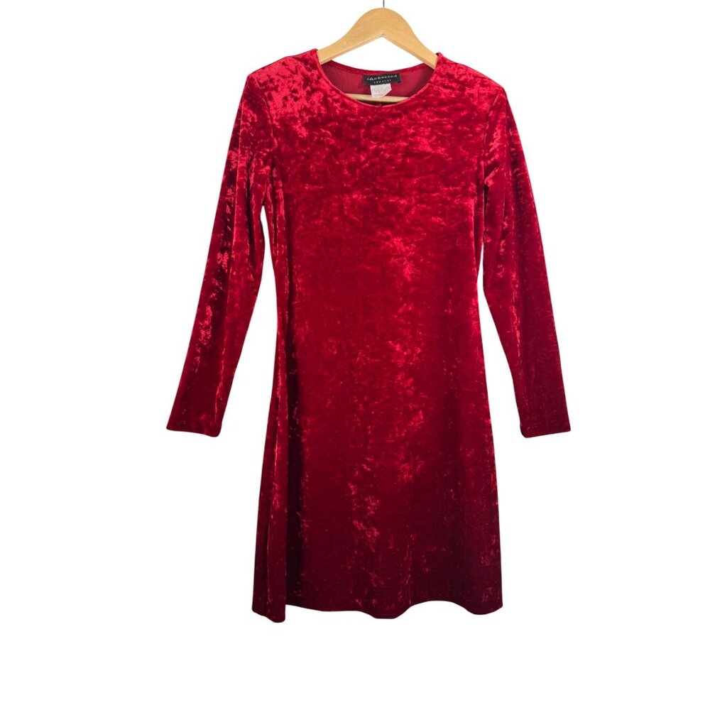 VTG Connected Apparel whimsigoth velvet mini dress vibrant red 90s‎ sz 8